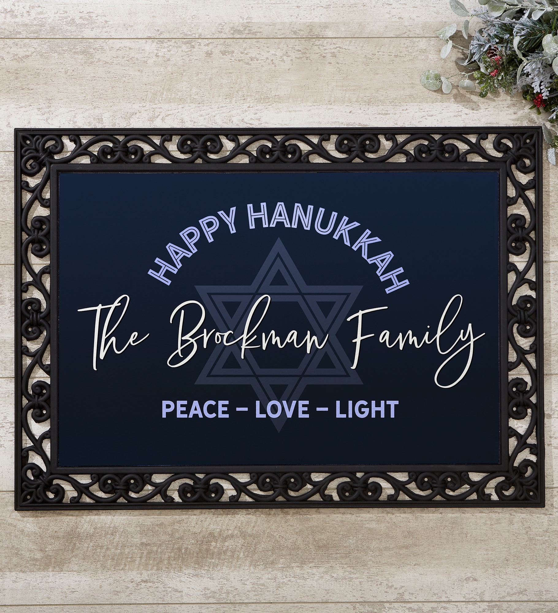 Happy Hanukkah Personalized Doormat